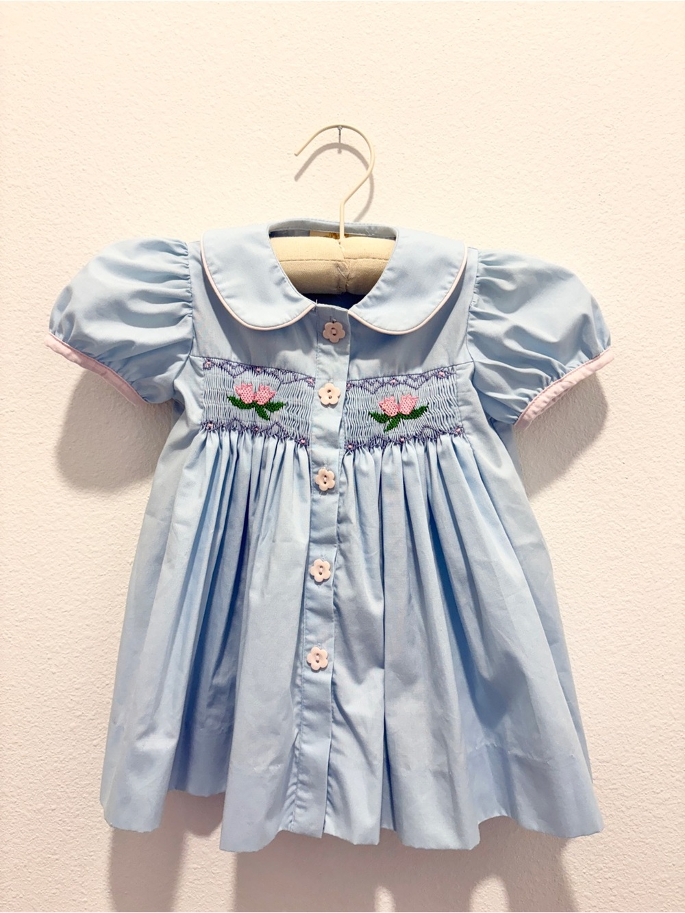 The Beaufort Bonnet Company Light Blue Smocked Floral Dress